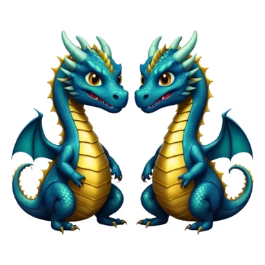 2 dragons, 1 is black and the other is gold, the gold is smaller than the black one sticker