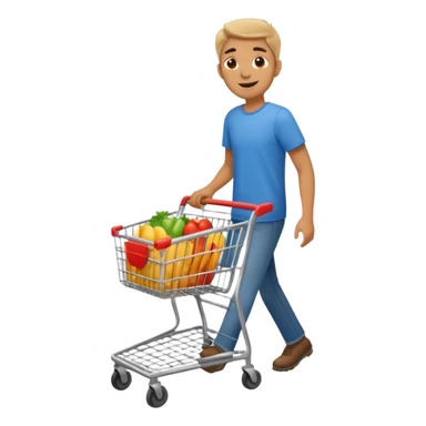 A happy man walking with an empty supermarket cart full body sticker