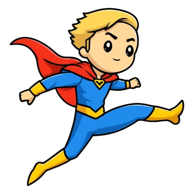 Marvel superhero Sentry with blonde hair in blue and gold costume flying with cape flowing sticker