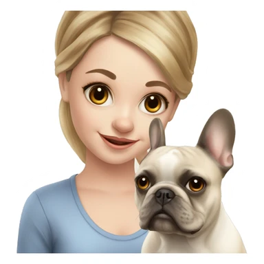 French bulldog with girl sticker