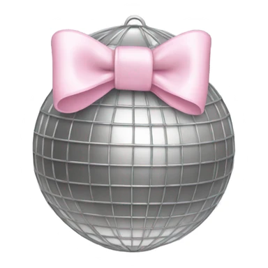 silver Discoball with light pink  bow on top of it sticker