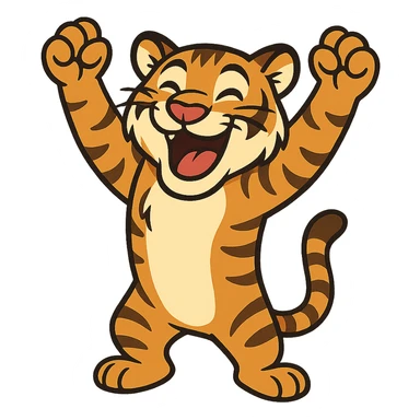 tiger celebrating, variation 2 sticker