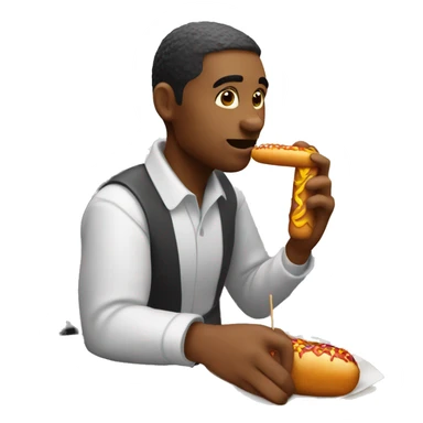 Mcdonalds worker eating a corndog sticker