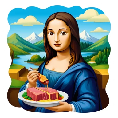 pop art monalisa SPAM meat slop landscape  sticker