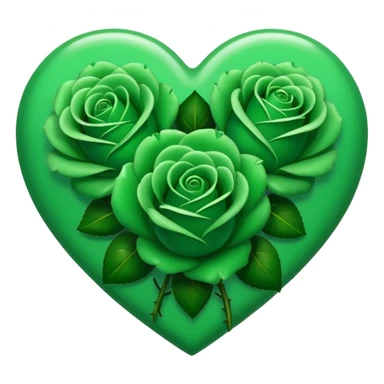 Green Heart with Little 3 green Roses  sticker