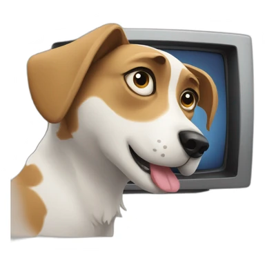 Dog watching tv sticker