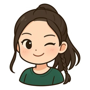 Create a chibi sticker of this person with a winking expression, only the head, transparent background. sticker
