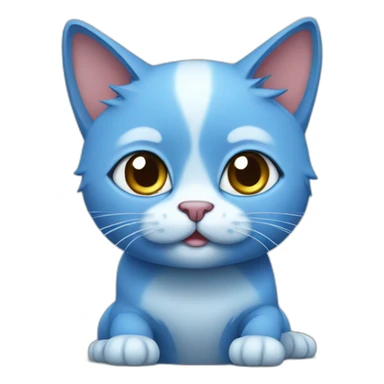 Blue cartoon cute cat sticker