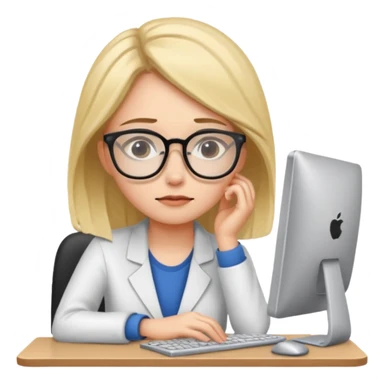 young female programmer very tired at the computer sticker