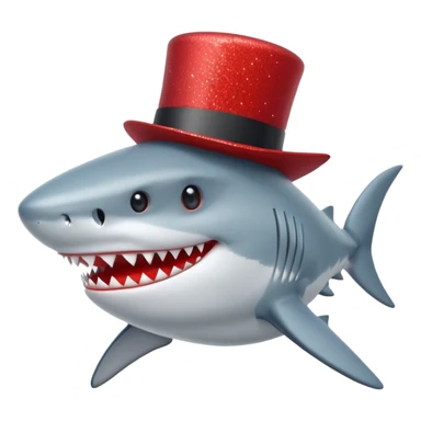 red glitter top hat shark sticker