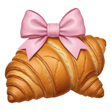 Croissant with light pink bow sticker