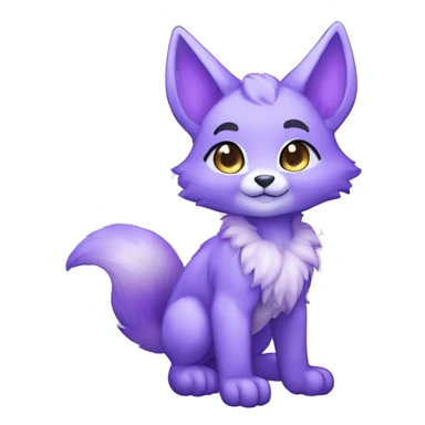 shiny, colorful, lavender-violet, gradient, Kemono-style, Chibi, Anthro-Fur-Sona-Fakémon, Full Body sticker