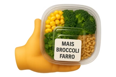 SU QUESTO STILE FAI UN EMOJI STILE IPHONE 3D DI UN INSALATA PRECONFEZIONATA DA SUPERMERCATO CON FOCUS SU ETICHETTA NUTRIZIONALE CON GLI INGREDIENTI IN ITALIANO TIPO: MAIS, BROCCOLI, FARRO, ACCANTO ALL'INSALATA CHE HA IN MANO C'è UN FOCUS SULL'ETICHETTA CON GLI INGREDIENTI SCRITTI, FALLO MOLTO REALISTICO IN 3D sticker