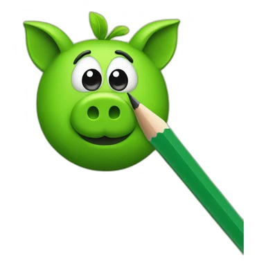 green piggy holding a pencil in his hand sticker