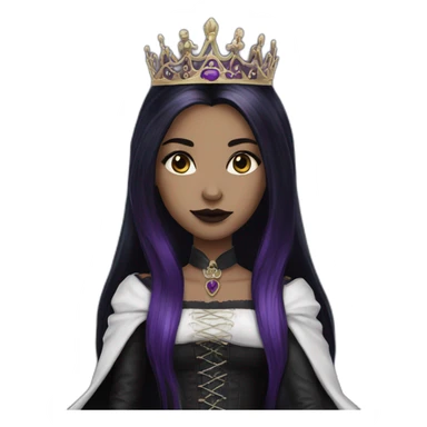 Queen gothic girl long dark black and purple hair sticker
