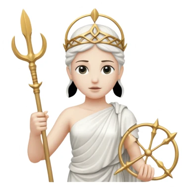 a greek white marble statue holding a marble trident.  sticker