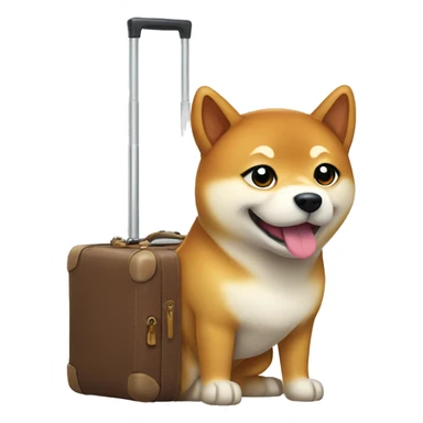 Shiba Inu with baggage sticker