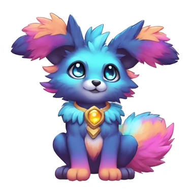 Anthro Fluffy Cool Cute Magical Elemental Shiny Colorful Neon Vibrant Colors Sparkle Kemono-style Chibi Fantasy-Animal-Fakémon-Pokémon-Hybrid Fur Sona Aesthetic Full Body sticker