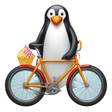 penguin with a lolly pop on a bike sticker