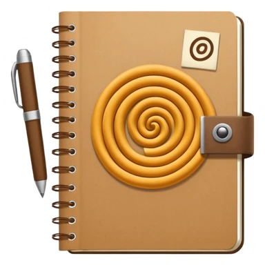 empaque de papel con una libreta anillada sobresaliendo sticker