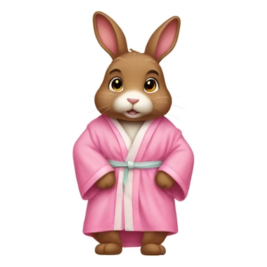 cute brown bunny in a pink robe sticker