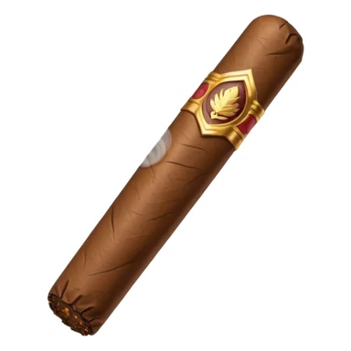 Emoji-style cigar icon, dark brown wrapper, subtle smoke, minimalistic, clean silhouette, metal details, no gold details sticker
