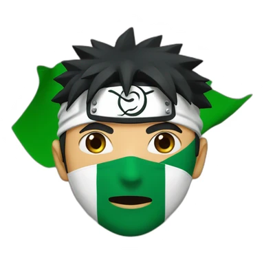 Naruto wears a mask with the Algerian flag sticker