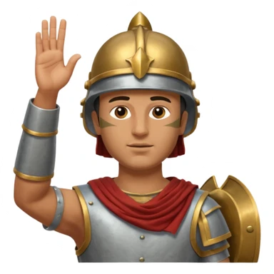 an ancient roman republic soldier doing a salute where he points all his fingers to the sky straight with his right hand like a WW2 german salute sticker