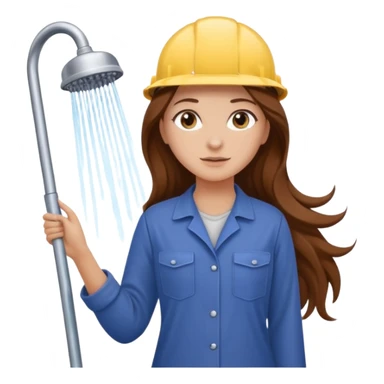 beautiful girl with long brown hair constructing new shower area sticker