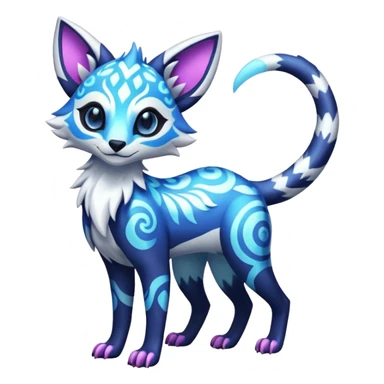 Icy floral shiny colorful neon bright vibrant patterned Genet-Absol-Zeraora-Primagen-fusion-creature  sticker