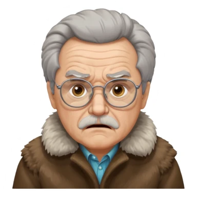 make old old man like 80 with gray hair and fur has HUGE EYE brows and glasses and is always mad and gay sticker