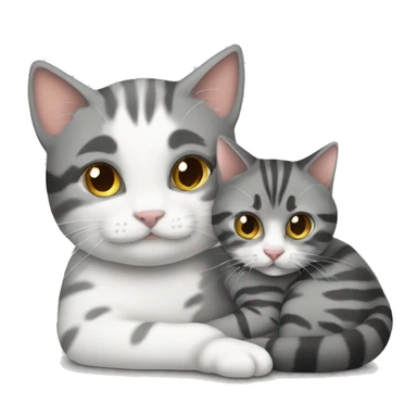 Grey tabby cuddling a calico cat  sticker