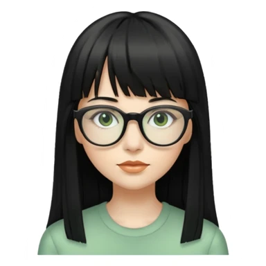 oculos, cabelo preto e longo e com franja reta, mulher e zumbi verde sticker