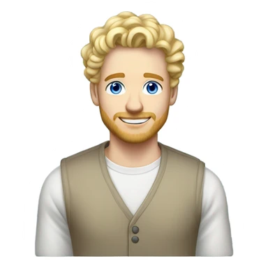 full body light curl blonde 30yo man blue eyed pale skin sticker