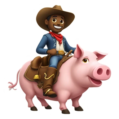 Cowboy on a pig sticker