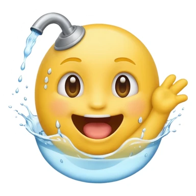 yellow emoji mouth open catching water sticker