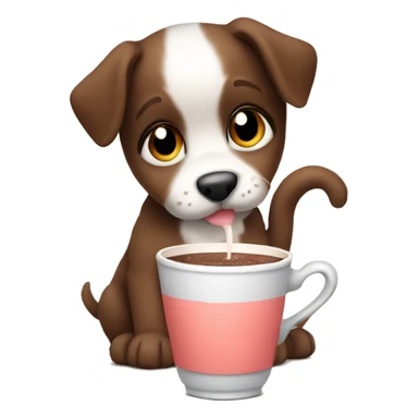 Puppy drinking hot chocolate  sticker
