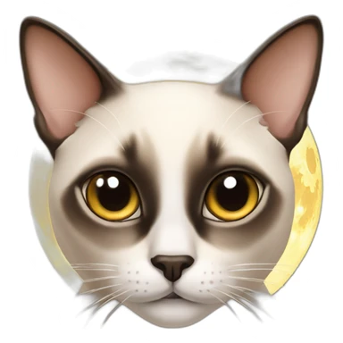 Siamese Cat with moon face sticker