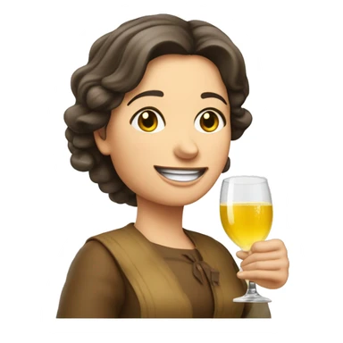 Brünette Frau mit Weißwein in der Hand  sticker