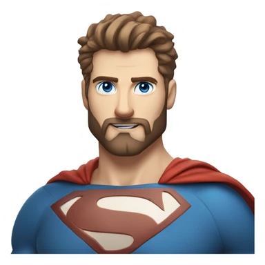 White superman, redish hair, blue eyes, redish brownish facial hair, very handsome, scruffy beard, body posing sticker