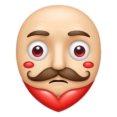 Sad heart with a mustache sticker