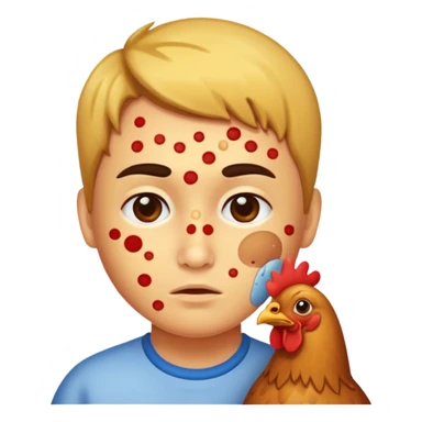 person with chicken pox on their face sticker