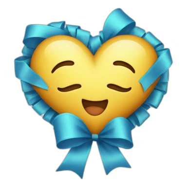 heart with blue ribbon bow sticker