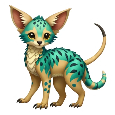 Feral Rare Fantasy vibrant tropical Vernid-Trico-species by LiLaiRa, random markings, tufted ears, full body sticker
