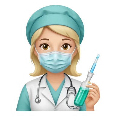 Nurse with serum sticker