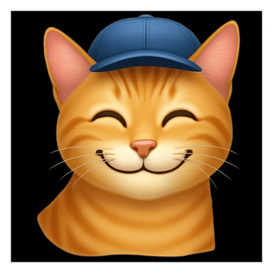 Change the cat's face expression to smiley, keeping the blue cap, in emoji style. sticker