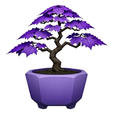  Earthenware ware small short squat cascading black violet bonsai pot plant purple lace-leaf maple tree with triangular angular polygonal faceted asymmetrical originally shaped pot sticker