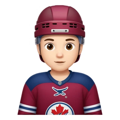 Cute cartoon hockey player sticker pack, wearing бордовый and темно синий uniform, for a children's team. sticker
