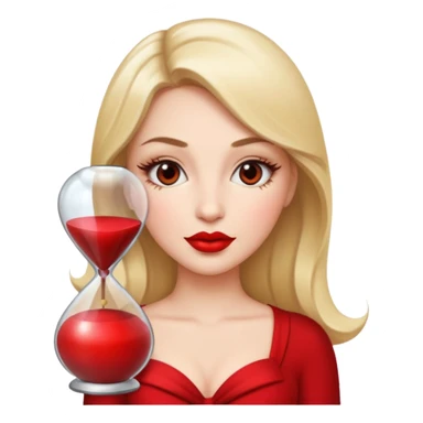 in the style of apple IOS emojis, give me a girly whole person emoji (showing head to toes) , with big red lips and eyelashes, and hour-glass curvy frame in a neutral pose sticker