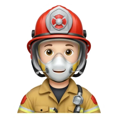 Firefighter with white respiratory protection sticker